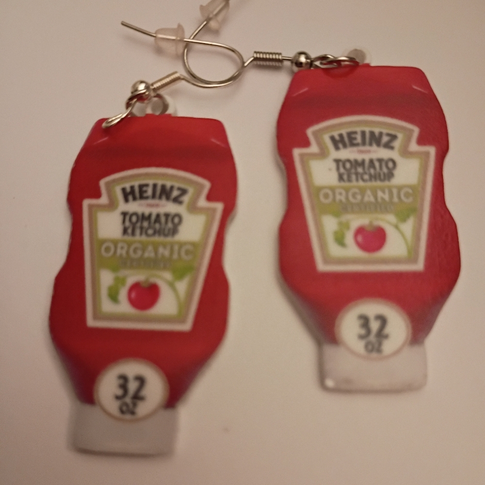 Heinz Red Ketchup Bottle Earrings